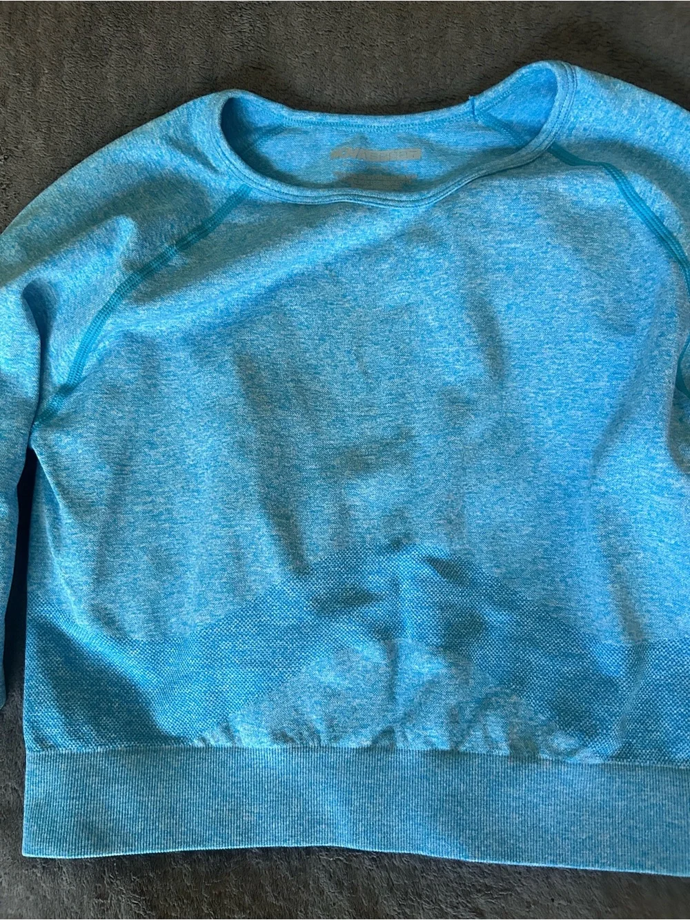Women Light Blue Seamless Leggings & Crop Long Sleeve Set M/L
